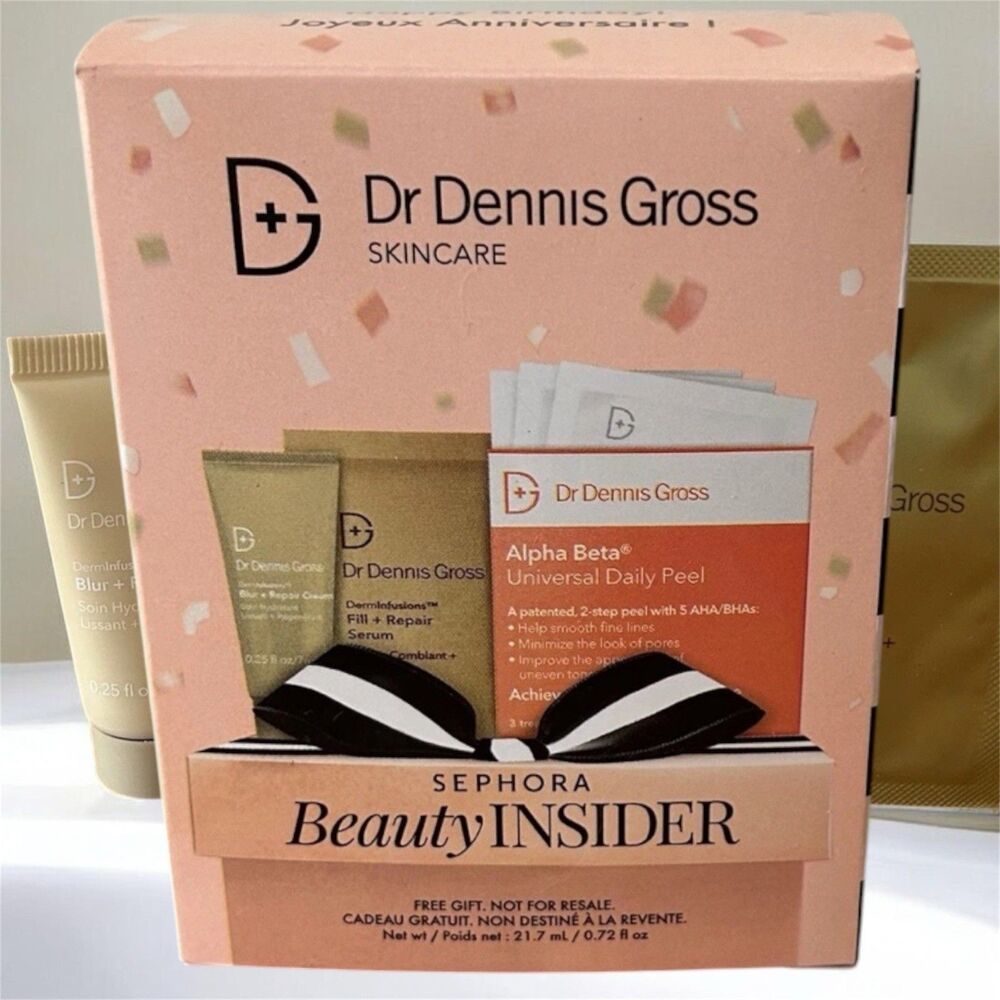 Dr Dennis Gross Alpha Beta Peel Pads With Blur Cream And Serum Mini Kit New